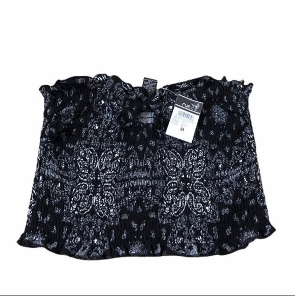 Rue 21 Black Patterned Tube Top Medium